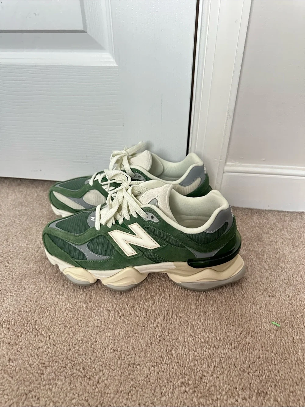 New Balance 9060 Green and Cream Sneakers